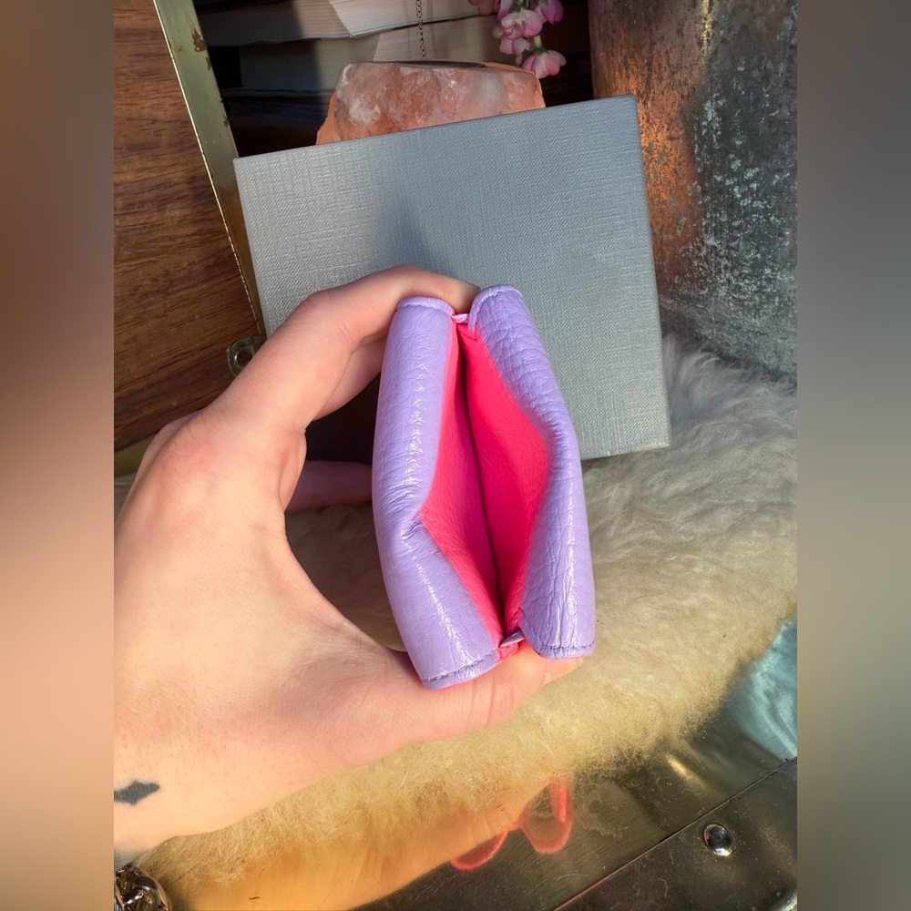 Balenciaga Lilac Calfskin Envelope Mini Wallet on Chain with Pink Interior - Picture 7 of 14